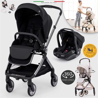 Elele Rotabile Premium Travel Sistem Bebek Arabası Siyah