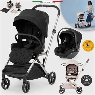 Elele Rotante 360° Dönebilen Çift Yönlü Kabin Tipi Travel Bebek Arabası Siyah