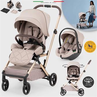 Elele Rotante 360° Dönebilen Çift Yönlü Kabin Tipi Travel Bebek Arabası Bej