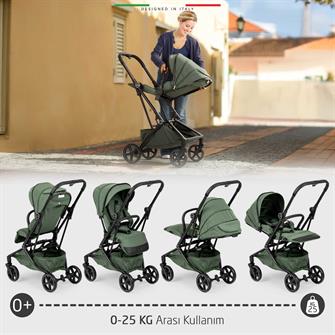 Elele Rotativo Çift Yönlü Kabin Tipi Bebek Arabası Yeşil