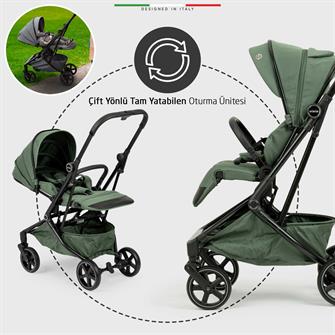 Elele Rotativo Çift Yönlü Kabin Tipi Bebek Arabası Yeşil