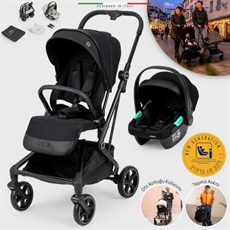 Elele Rotativo Çift Yönlü Kabin Tipi Travel Bebek Arabası Siyah