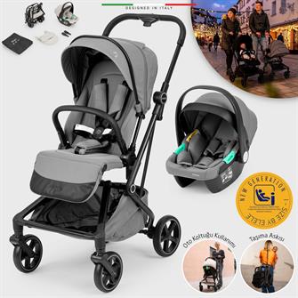 Elele Rotativo Çift Yönlü Kabin Tipi Travel Bebek Arabası Gri