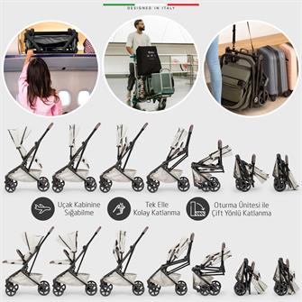 Elele Rotativo Çift Yönlü Kabin Tipi Travel Bebek Arabası Yeşil