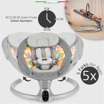 Elele Sette Elektrikli Otomatik Sallanan Ana Kucağı Gri