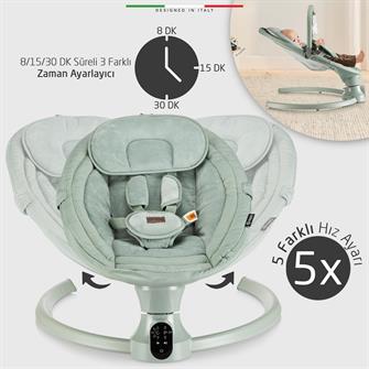 Elele Sette Elektrikli Otomatik Sallanan Ana Kucağı Yeşil