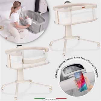 Elele Sonno 3in1 Elektrikli Otomatik Sallanan Anne Yanı Beşik Park Yatak Kademeli Bej