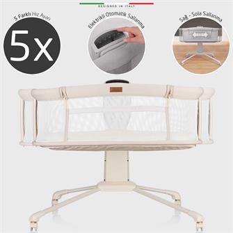 Elele Sonno 3in1 Elektrikli Otomatik Sallanan Anne Yanı Beşik Park Yatak Kademeli Bej