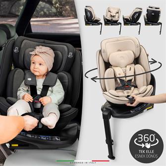 Elele StradaFix 360° Dönen I-Size Oto Koltuğu İsoFix 40-150 CM 0-36 KG Siyah