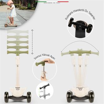 Elele Velocita 3 Tekerlekli Çocuk Scooter Işıklı Yeşil