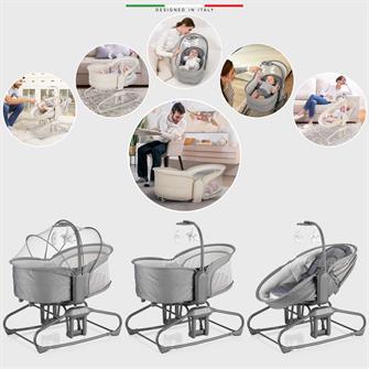 Elele Verde Elektrikli Otomatik Sallanan Ana Kucağı Beşik 360° Dönebilir Kademeli Gri