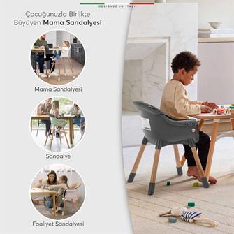 Elele Verona 4in1 Ahşap Bebek Mama Sandalyesi ve Mama Oturağı Deri Pedli Yeşil