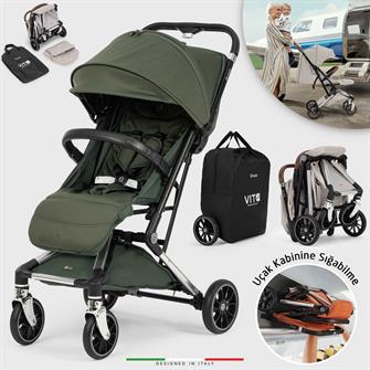 Elele Vita Premium Kabin Tipi Bebek Arabası Silver Yeşil
