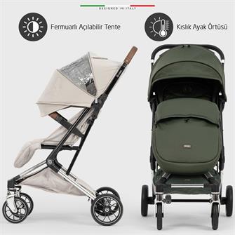 Elele Vita Premium Kabin Tipi Bebek Arabası Silver Yeşil