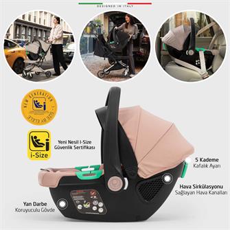 Elele Vita Premium Kabin Tipi Travel Sistem Bebek Arabası Silver Pudra