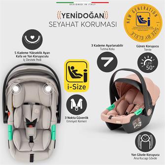 Elele Vita Premium Kabin Tipi Travel Sistem Bebek Arabası Silver Pudra