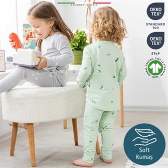 EleleLife Bebek Çocuk Pijama Takımı 1 Tog Pembe Sanno
