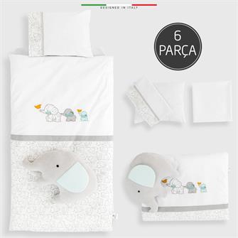 EleleLife Elephant 6 Parça Oyun Parkı Park Yatak Bebek Uyku Seti Beyaz