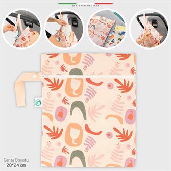 EleleLife Islak Kuru ve Kirli Bebek Çantası Sıvı Geçirmez Büyük Boy 28x24 Cm Fiore