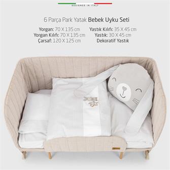 EleleLife Rabbit 6 Parça Oyun Parkı Park Yatak Bebek Uyku Seti Gri