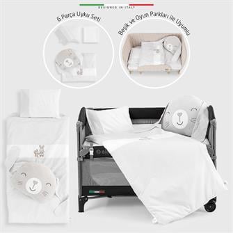 EleleLife Rabbit 6 Parça Oyun Parkı Park Yatak Bebek Uyku Seti Gri