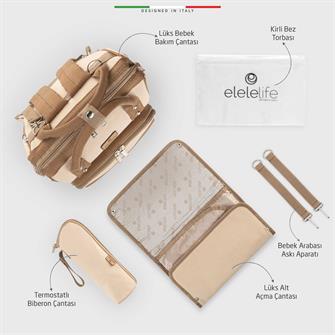 EleleLife Venice 3in1 Anne Bebek Bakım Çantası Bej
