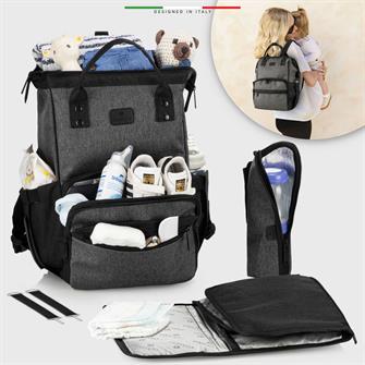 EleleLife Venice 3in1 Anne Bebek Bakım Çantası Siyah-Gri
