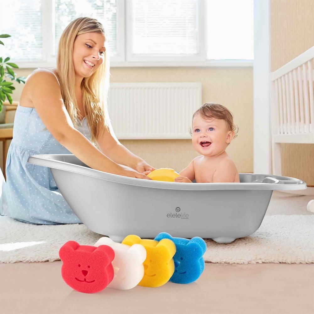 EleleLife Renkli Bebek Banyo Süngeri 4 Adet MİX | Elele Baby