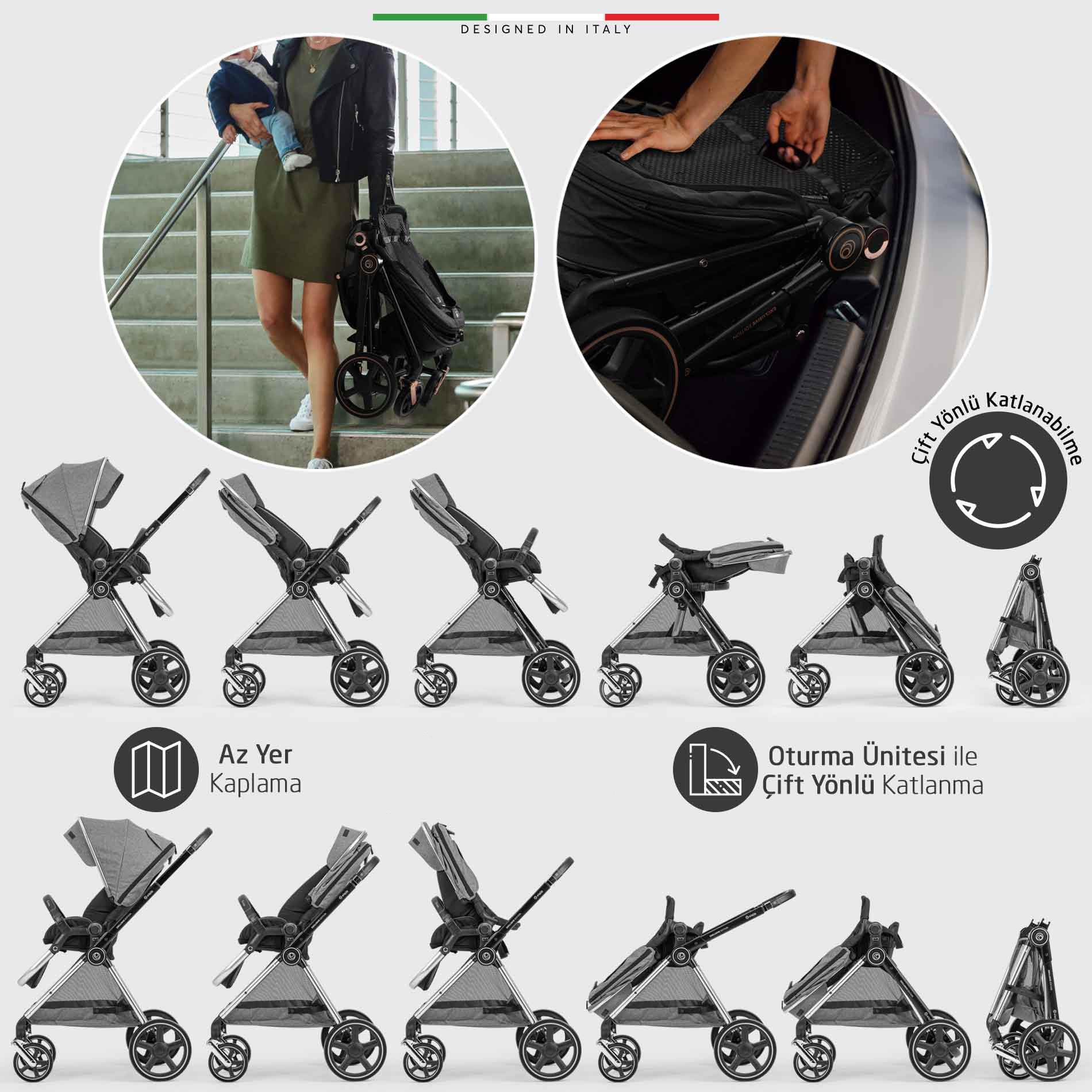 Elele Mido 2 Travel Sistem Bebek Arabası Silver Kahverengi - Elele Baby