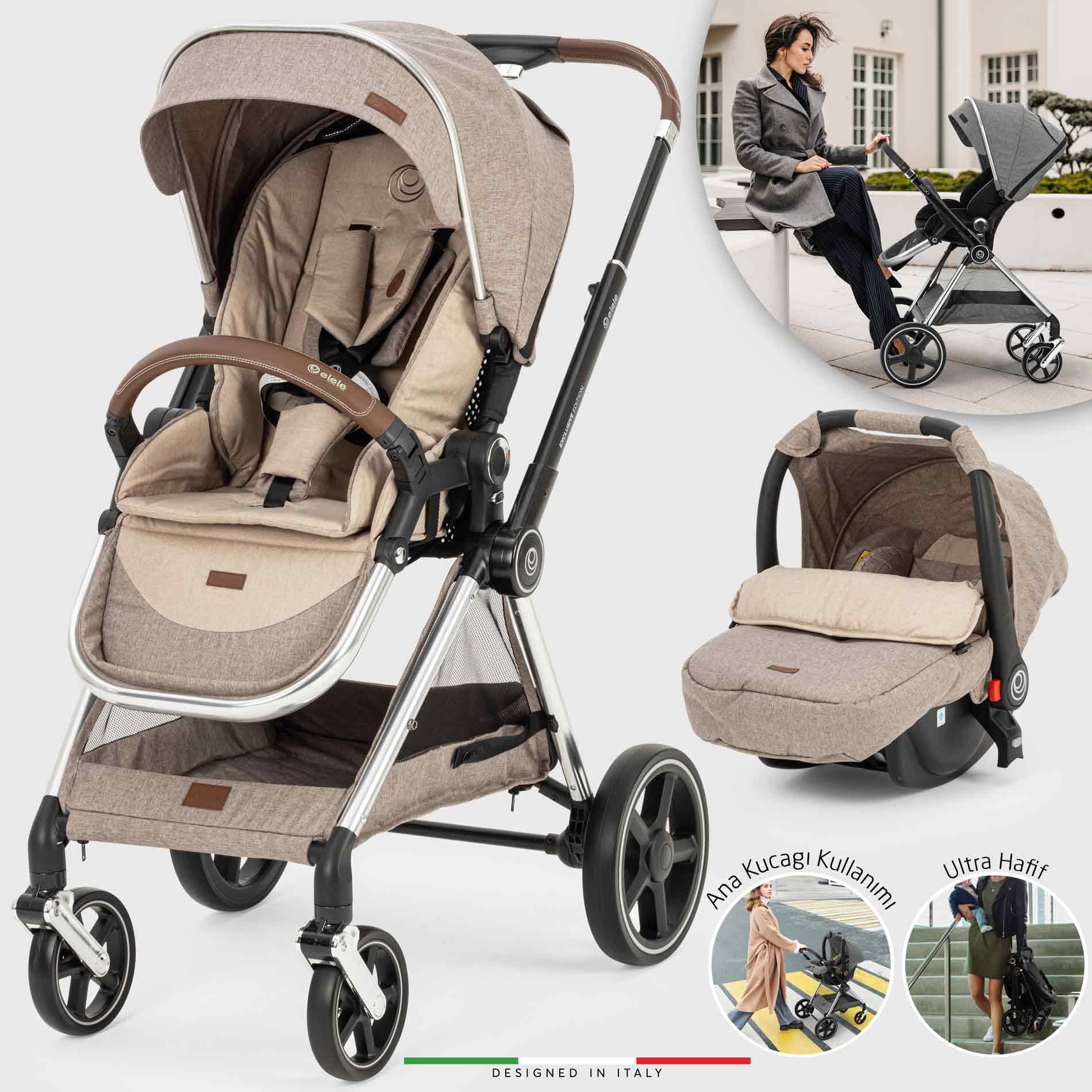 Elele Mido 2 Travel Sistem Bebek Arabası Silver Kahverengi - Elele Baby