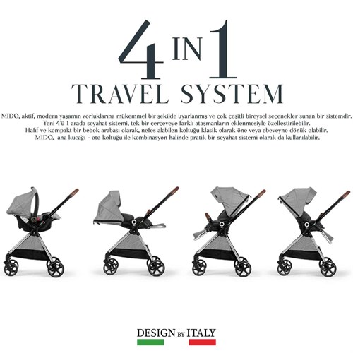 Elele Mido Travel Sistem Bebek Arabası Kahverengi