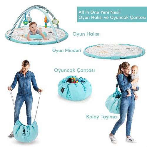 Elele Toys 3in1 Bebek Oyun Halısı ve Oyuncak Çantası Modo | Elele Baby