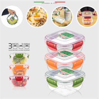 Elele 3'lü Bebek Toz Mama Kabı Mama Saklama Kabı Lock and Fresh 500 Ml YBT