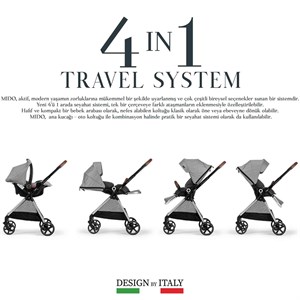 Elele Mido Travel Sistem Bebek Arabası Gri-Siyah