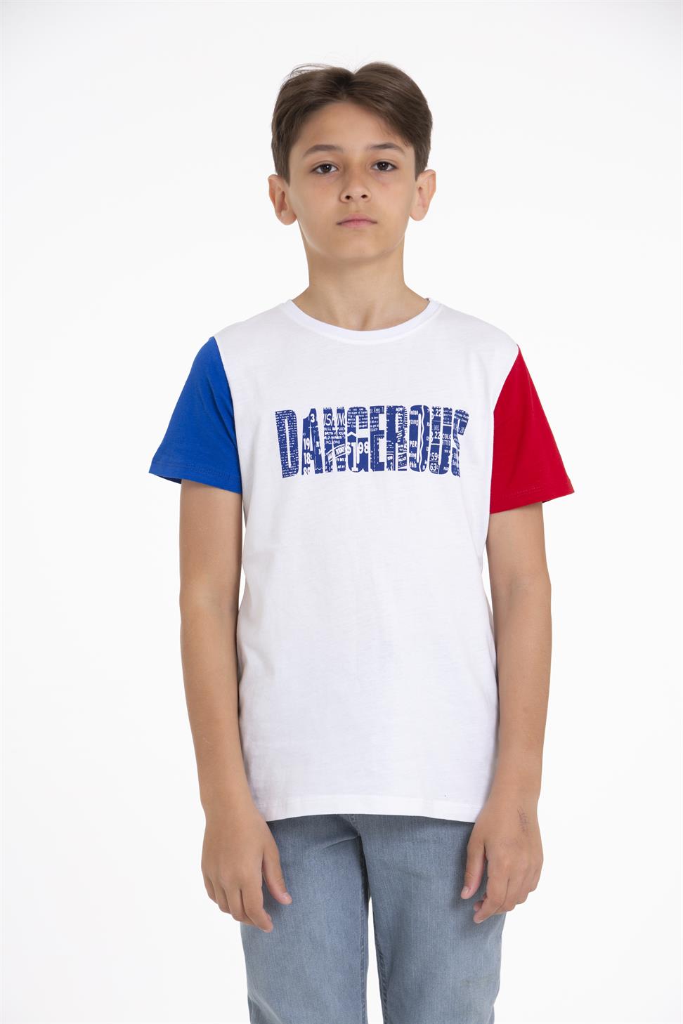 Acar Kids-Bisiklet Yaka Kısa Kol Beyaz Renk Erkek Çocuk Tshirt