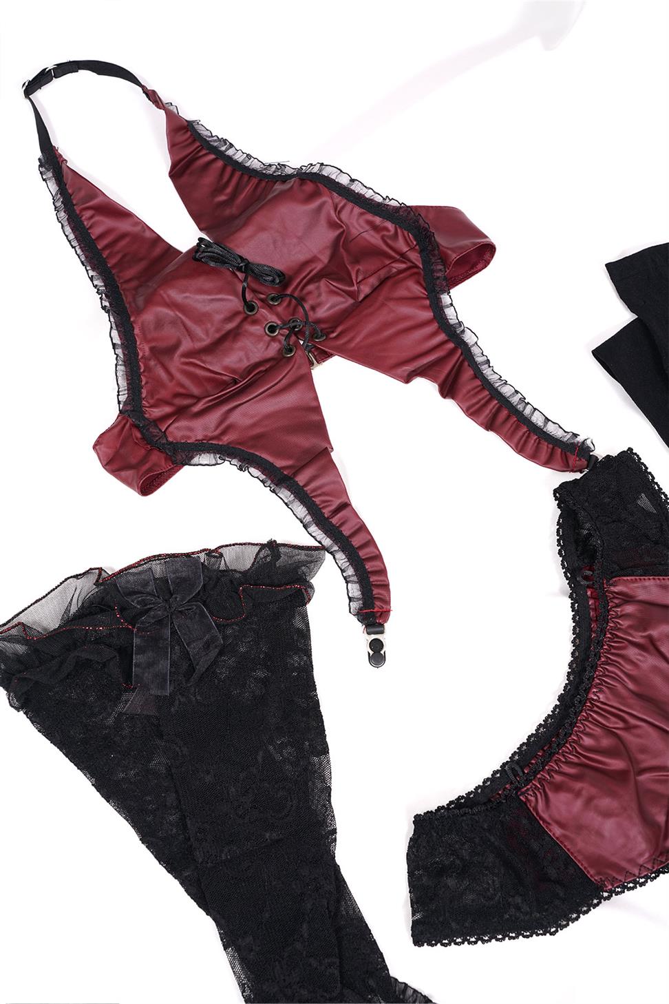 Askılı Bordo Renk Kadın Babydoll