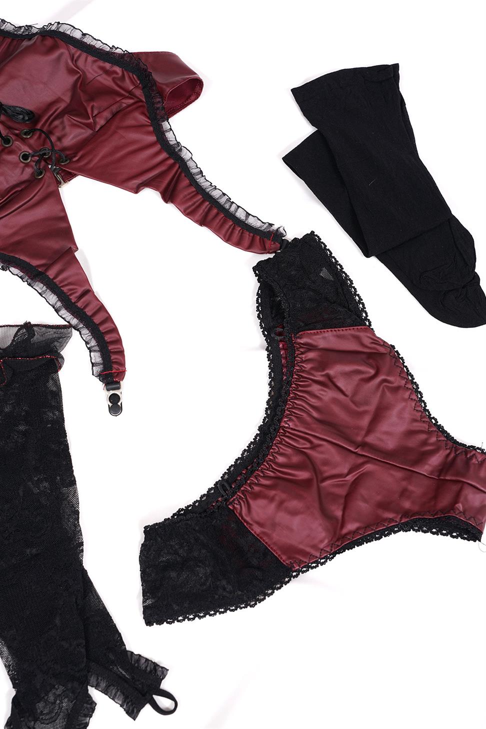 Askılı Bordo Renk Kadın Babydoll