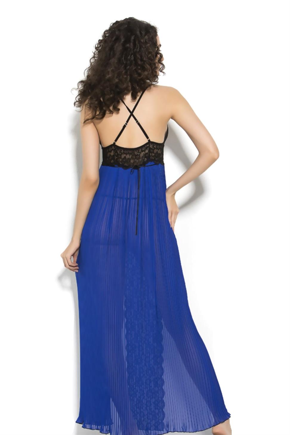 Askılı Kısa Kol Saks Renk Kadın Fantezi Gecelık