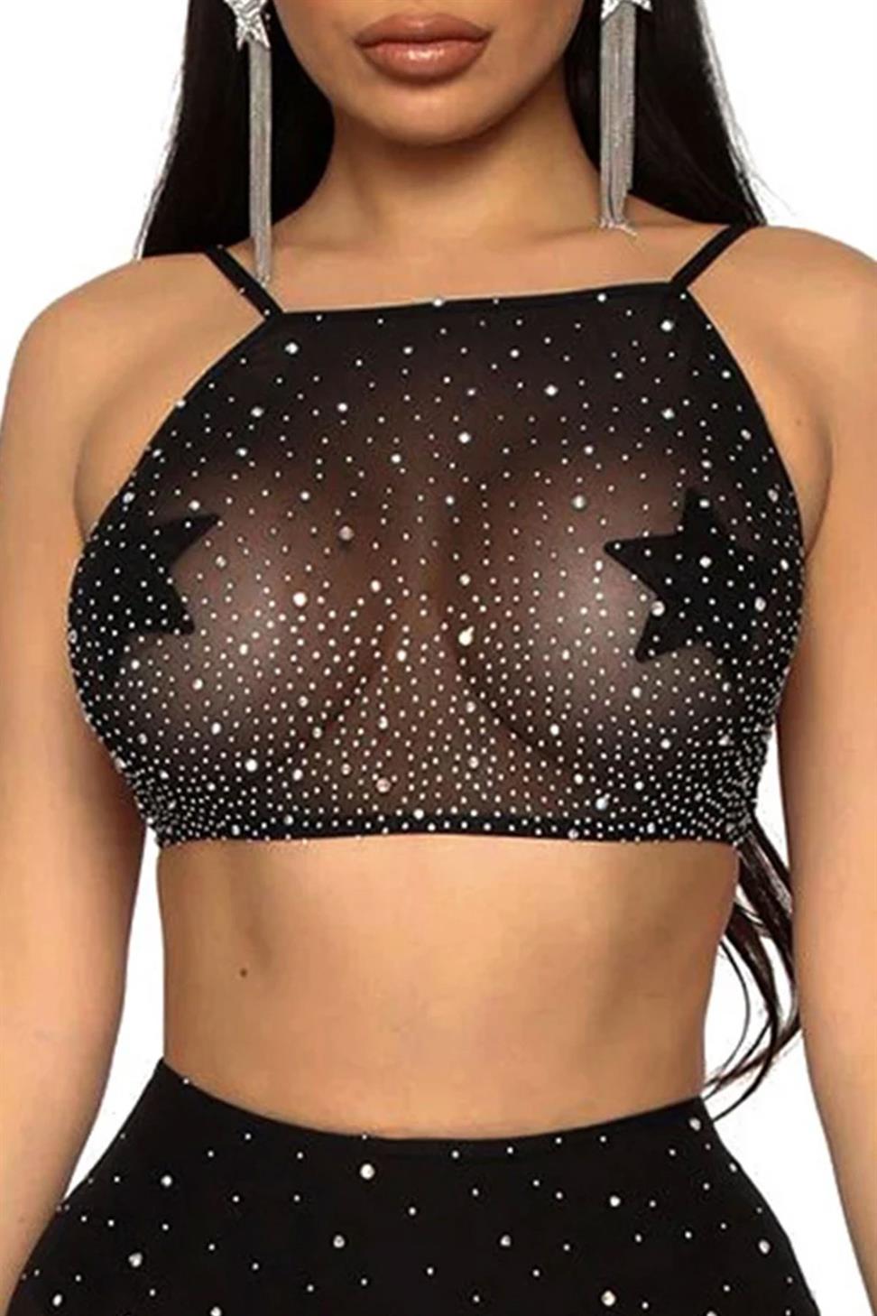 Sımlı Siyah Renk Kadın Fantezı Gecelık