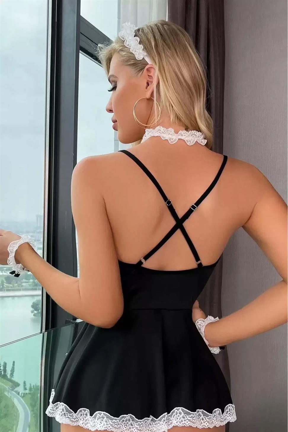 Siyah Renk Kadın Fantezi Gecelık