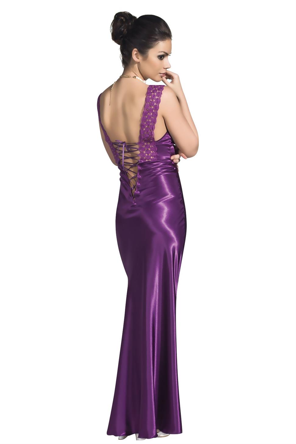 V Yaka Sıfır Kol Mor Renk Kadın Gecelık Takım