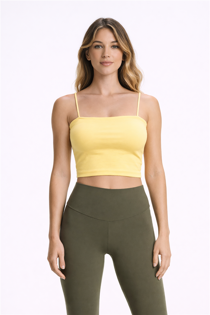 Askılı Crop Atlet Sarı | Fashion Friends