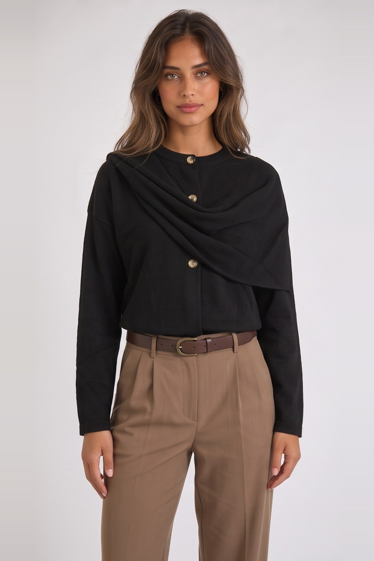 Atkılı Hırka Siyah | Fashion Friends
