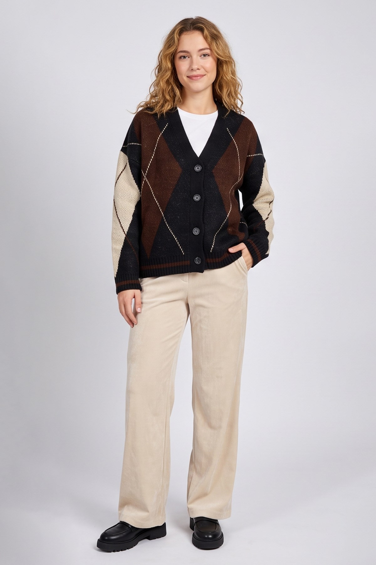 Baklava Desenli Hırka Siyah | Fashion Friends