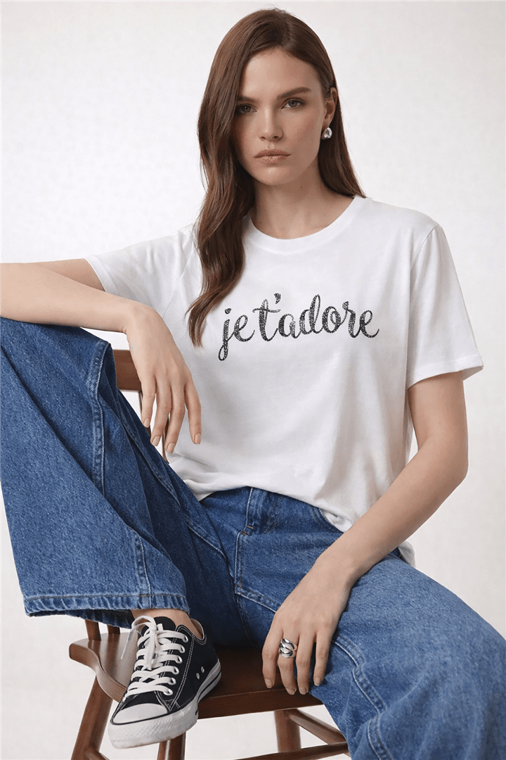 Baskılı Bluz Ekru | Fashion Friends