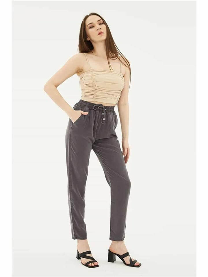 Beli Bağlamalı Pantolon Antrasit | Fashion Friends