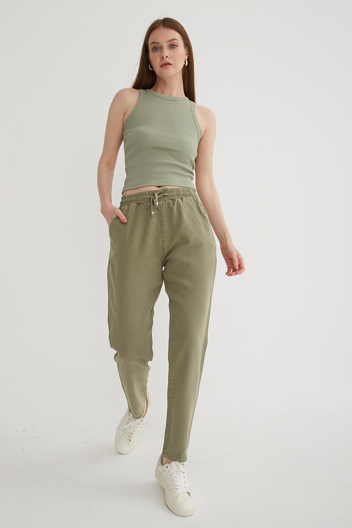 Beli Bağlamalı Pantolon Haki | Fashion Friends