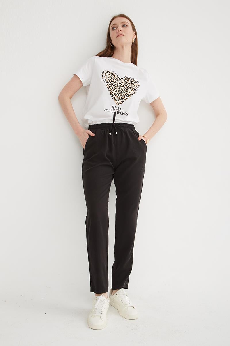 Beli Bağlamalı Pantolon Siyah | Fashion Friends