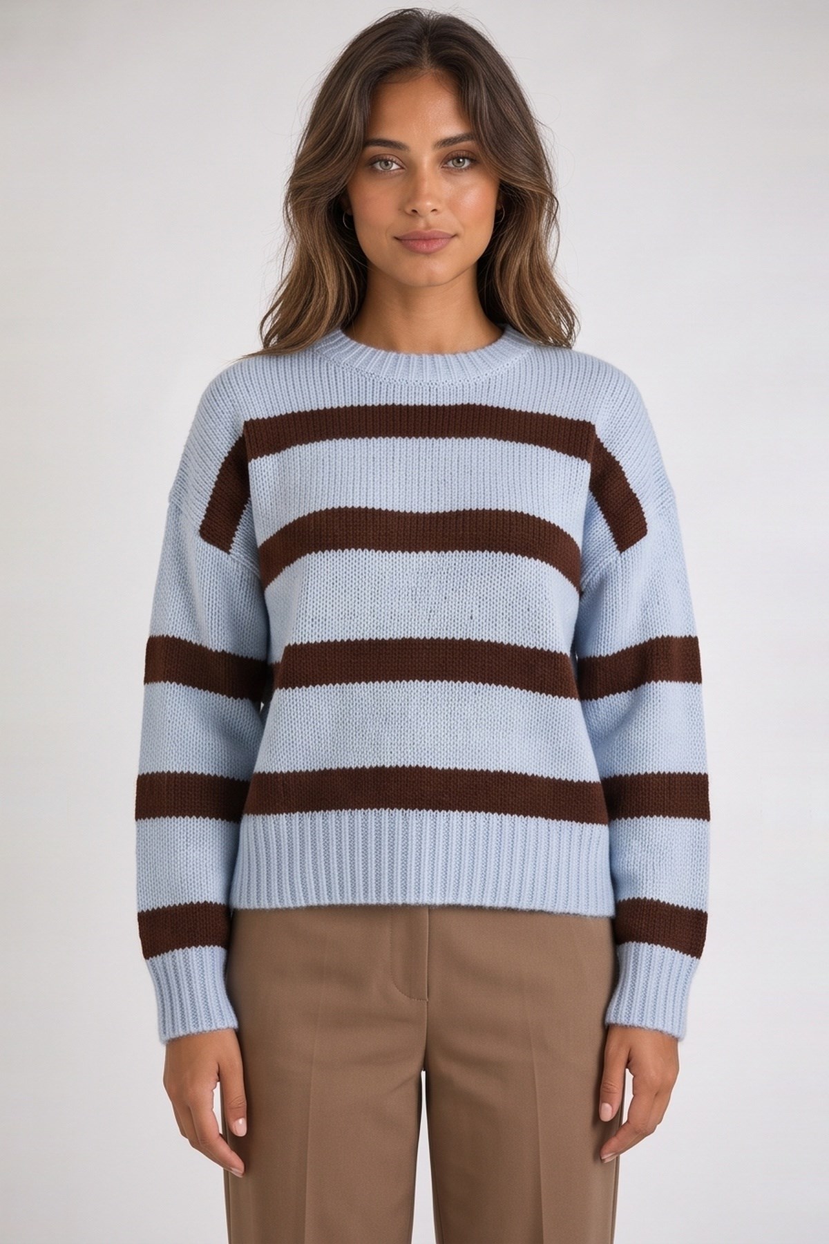 Çizgili Kazak Mavi | Fashion Friends