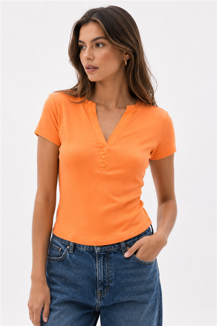 Düğme Detaylı Bluz Kırmızı | Fashion Friends